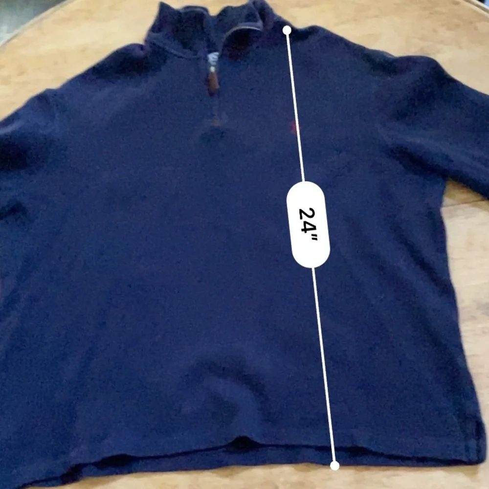 Polo by Ralph Lauren Men’s Size Large Navy Ribbed Knit Quarter Zip Pullover‎